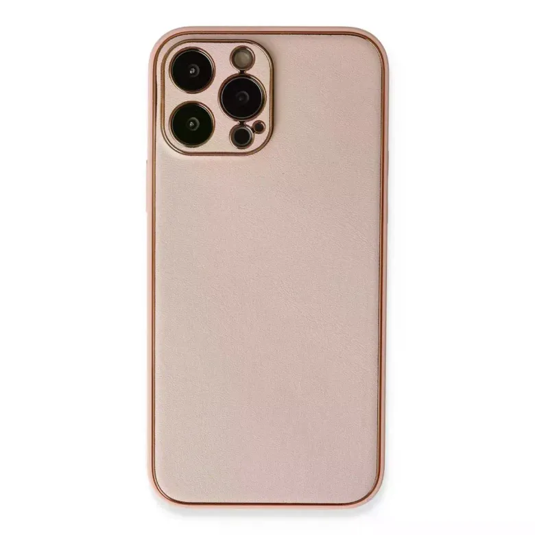 İphone 13 Pro Kılıf Coco Deri Silikon Kapak - Pembe