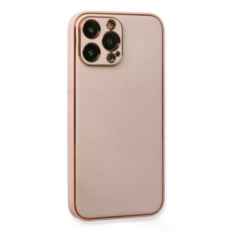 İphone 13 Pro Kılıf Coco Deri Silikon Kapak - Pembe