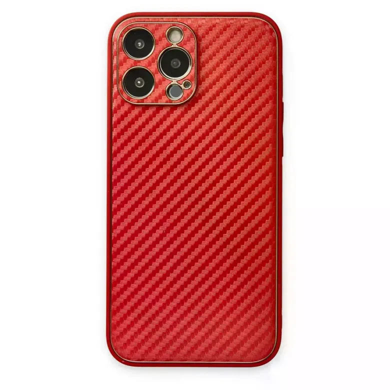 İphone 13 Pro Kılıf Coco Karbon Silikon - Kırmızı