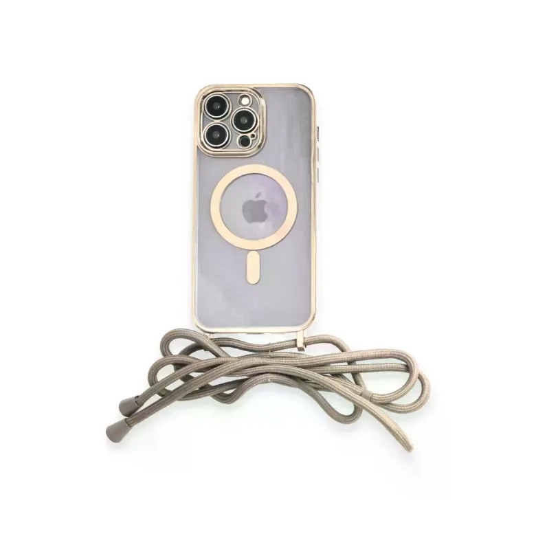 iPhone 13 Pro Kılıf Divo Lazer Askılı Magsafe Kapak - Gold