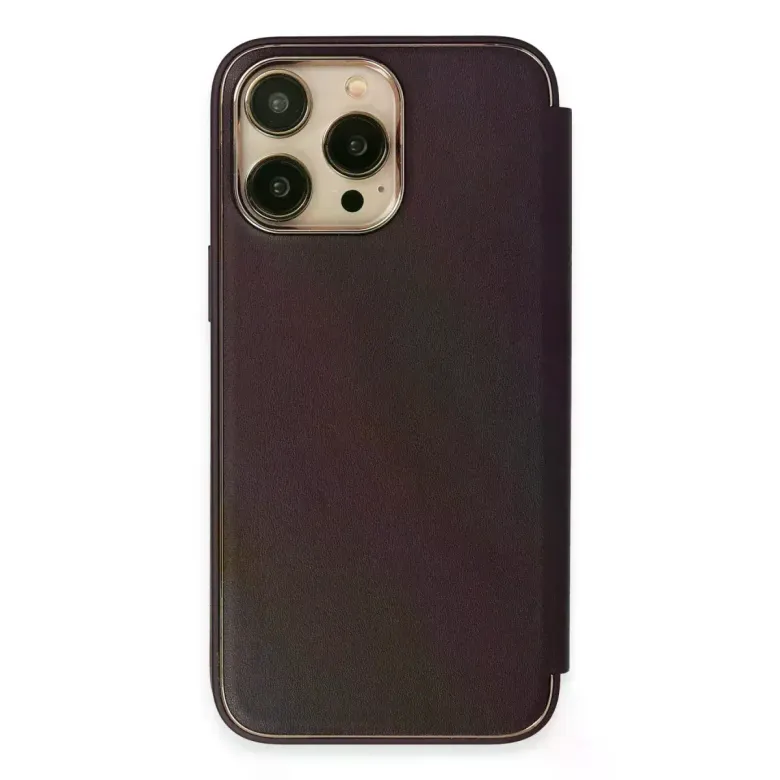 iPhone 13 Pro Kılıf Dolpin Kapaklı - Derin Mor