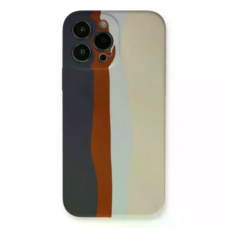 İphone 13 Pro Kılıf Ebruli Lansman Silikon - Lacivert-krem