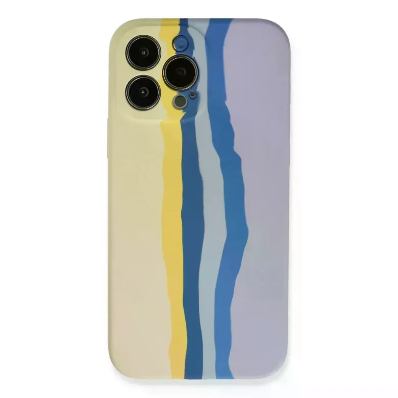 İphone 13 Pro Kılıf Ebruli Lansman Silikon - Sarı-lila