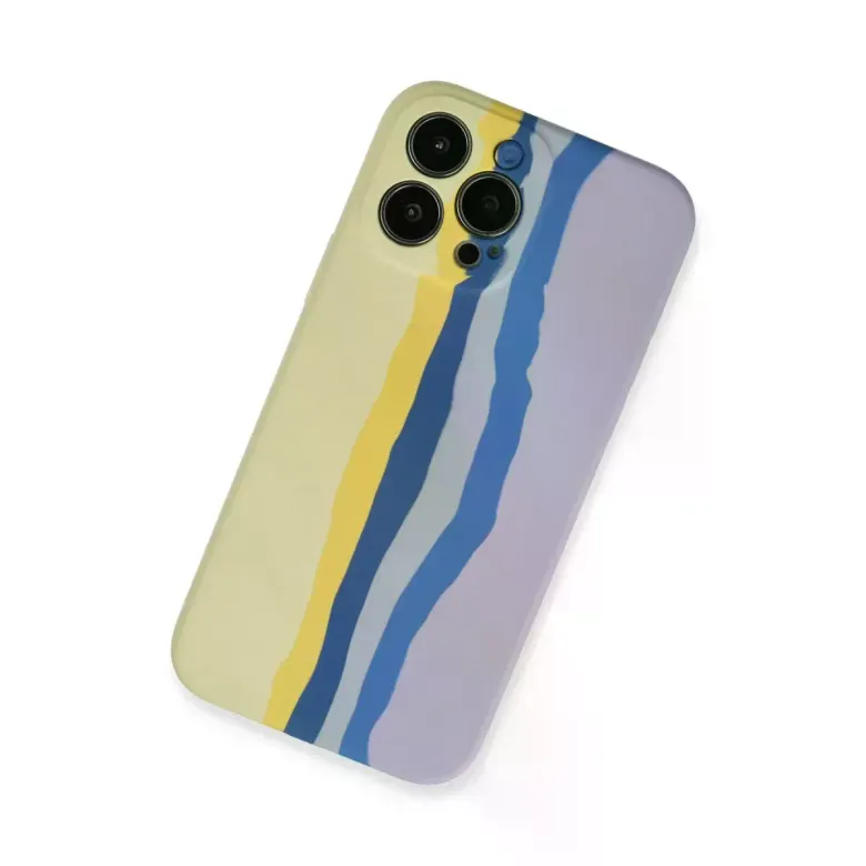 İphone 13 Pro Kılıf Ebruli Lansman Silikon - Sarı-lila