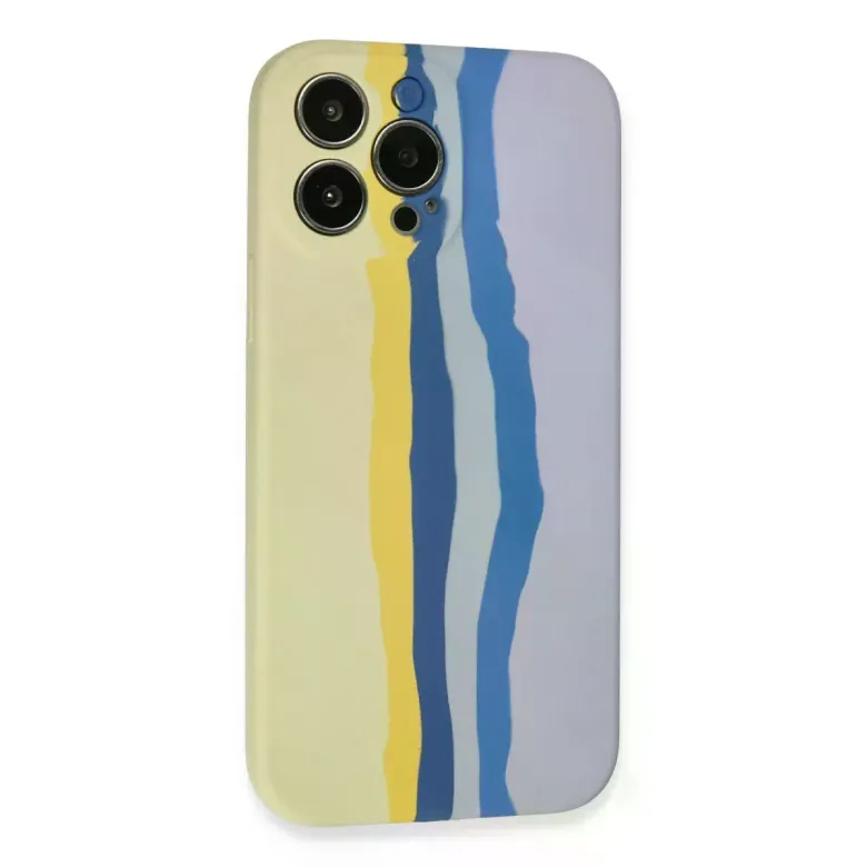 İphone 13 Pro Kılıf Ebruli Lansman Silikon - Sarı-lila