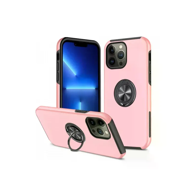 iPhone 13 Pro Kılıf Elit Yüzüklü Kapak - Pembe