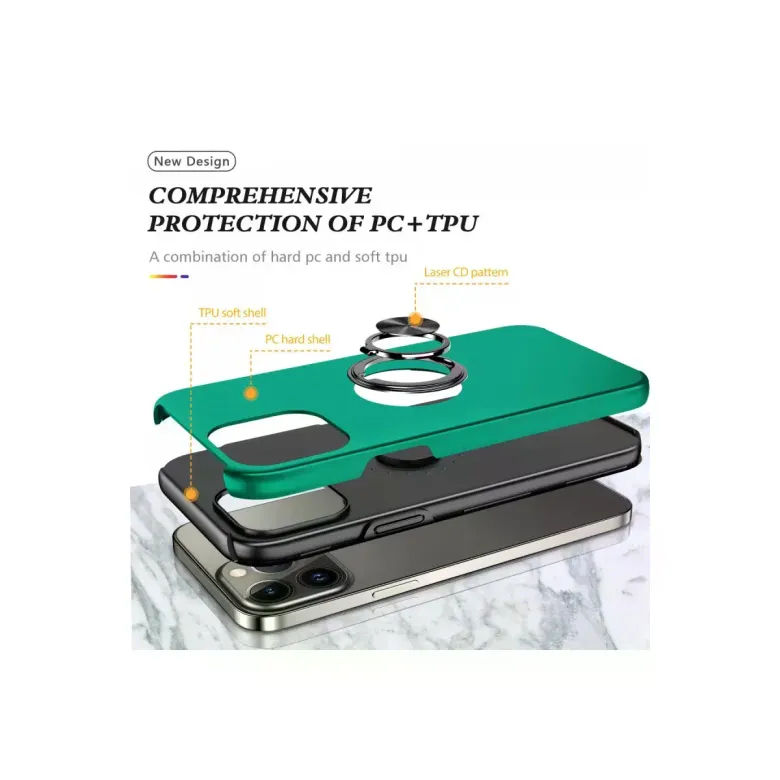 iPhone 13 Pro Kılıf Elit Yüzüklü Kapak - Yeşil
