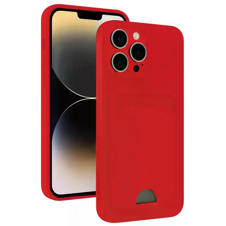 İphone 13 Pro Kılıf Kelvin Kartvizitli Silikon - Kırmızı