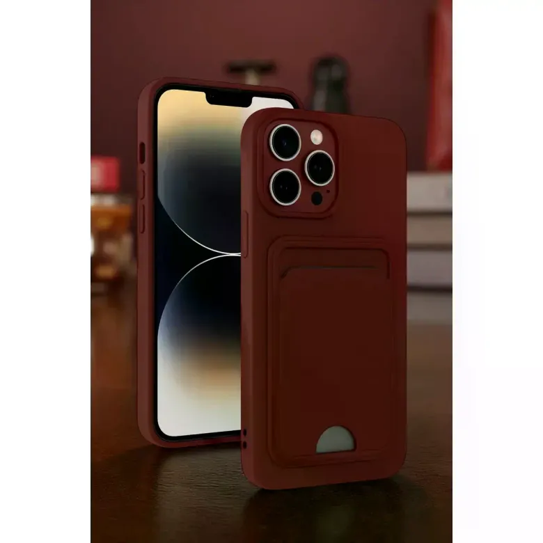 İphone 13 Pro Kılıf Kelvin Kartvizitli Silikon - Kırmızı
