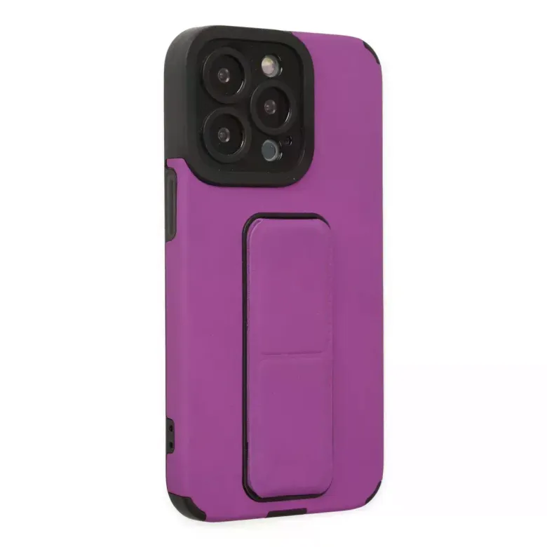 İphone 13 Pro Kılıf Mega Standlı Silikon - Mor