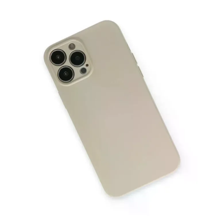 İphone 13 Pro Kılıf Nano İçi Kadife Silikon - Bej
