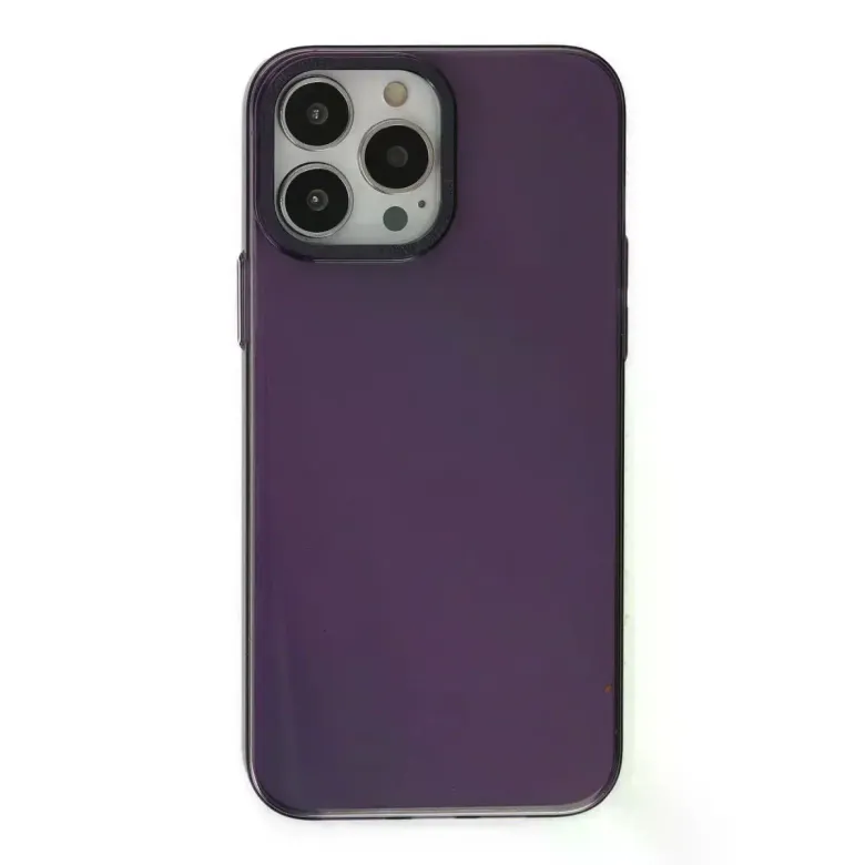 iPhone 13 Pro Max Kılıf Anka PC Sert Metal Kapak - Mor