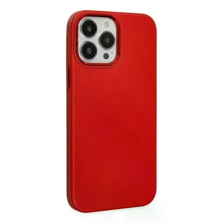 iPhone 13 Pro Max Kılıf Asya Deri Silikon - Kırmızı