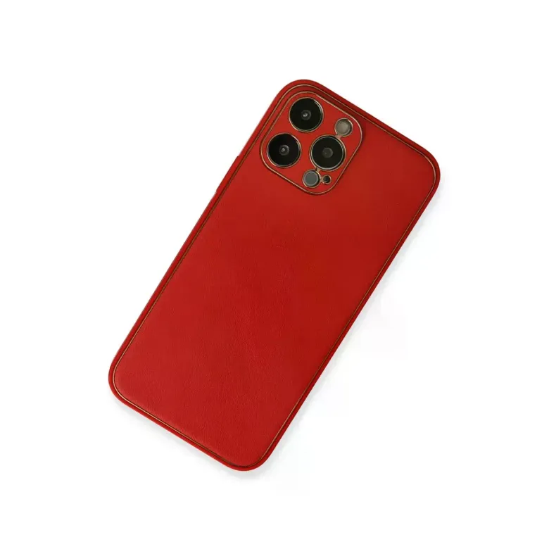 İphone 13 Pro Max Kılıf Coco Deri Silikon Kapak - Kırmızı
