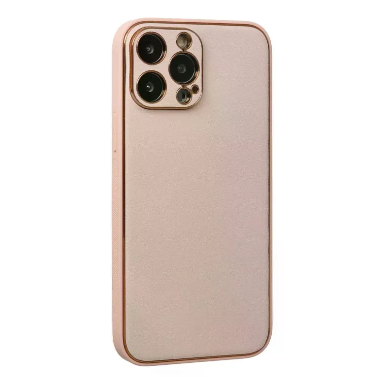 İphone 13 Pro Max Kılıf Coco Deri Silikon Kapak - Pudra