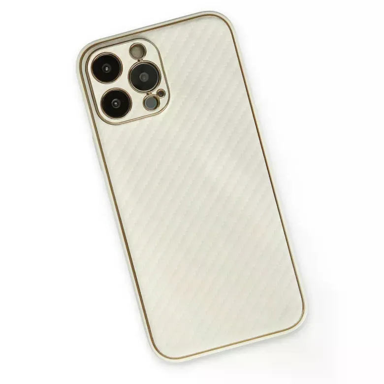 İphone 13 Pro Max Kılıf Coco Karbon Silikon - Beyaz