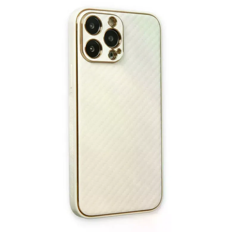 İphone 13 Pro Max Kılıf Coco Karbon Silikon - Beyaz