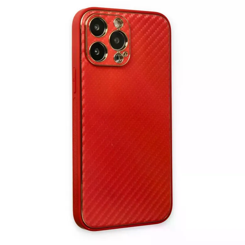 İphone 13 Pro Max Kılıf Coco Karbon Silikon - Kırmızı