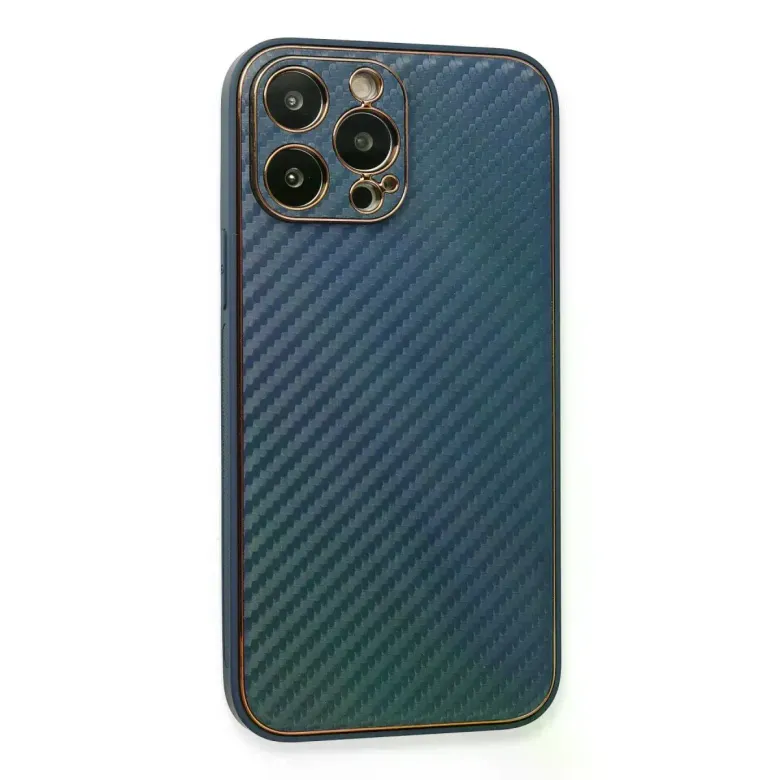İphone 13 Pro Max Kılıf Coco Karbon Silikon - Mavi
