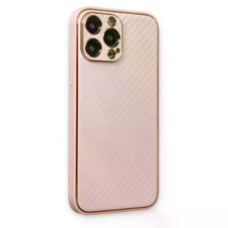 İphone 13 Pro Max Kılıf Coco Karbon Silikon - Pembe