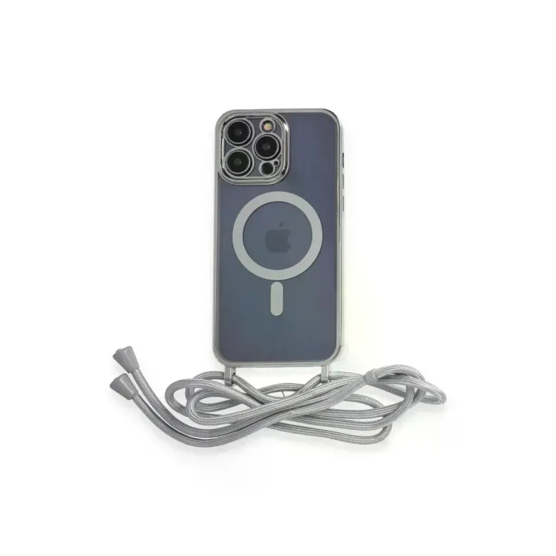iPhone 13 Pro Max Kılıf Divo Lazer Askılı Magsafe Kapak - Gümüş