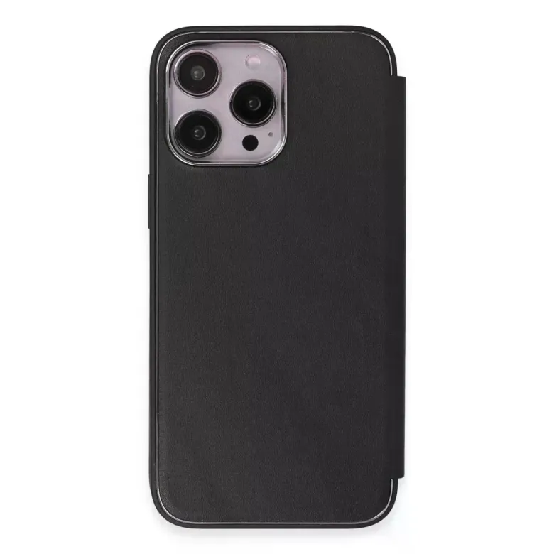 iPhone 13 Pro Max Kılıf Dolpin Kapaklı - Siyah