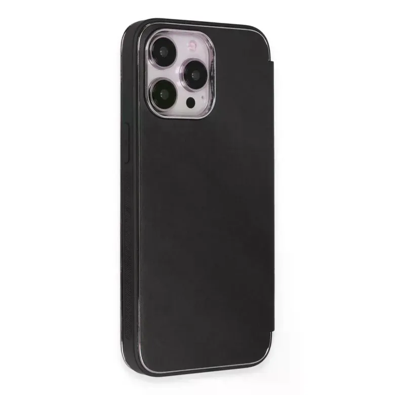 iPhone 13 Pro Max Kılıf Dolpin Kapaklı - Siyah