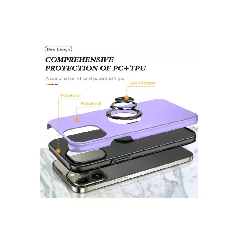 iPhone 13 Pro Max Kılıf Elit Yüzüklü Kapak - Mor