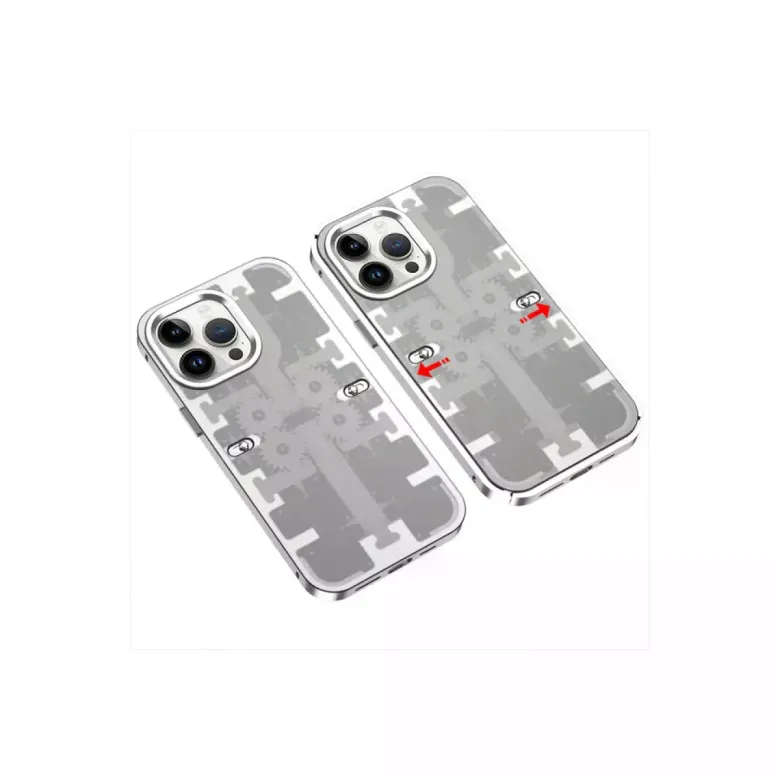 iPhone 13 Pro Max Kılıf Mekanik Bumper Kapak - Gümüş