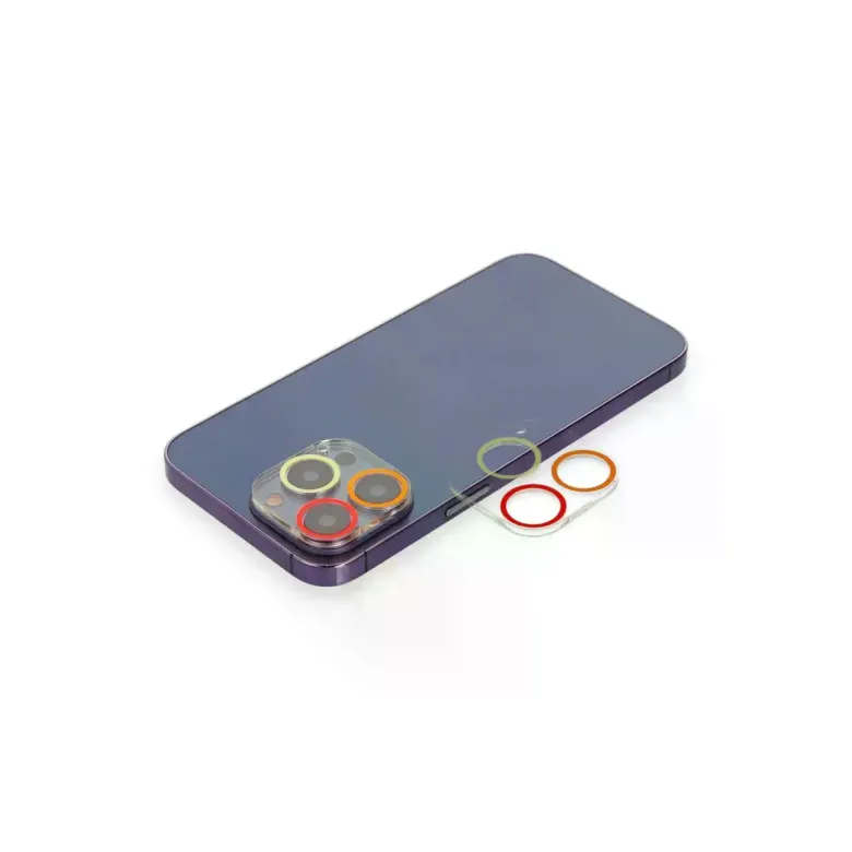 İphone 13 Pro Renkli Kamera Lens Koruma Cam - Turuncu-kırmızı
