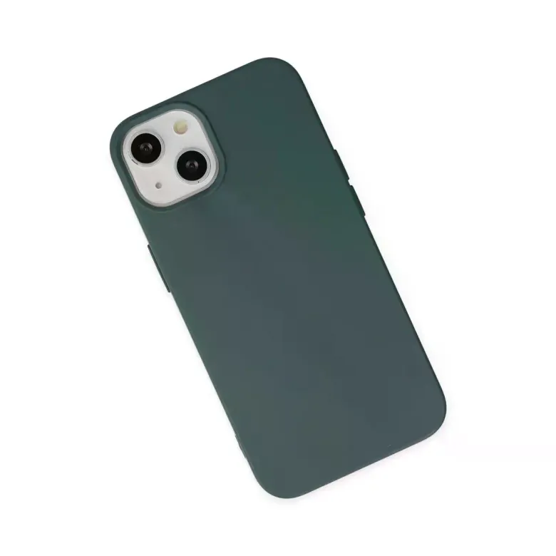 iPhone 14 Kılıf Nano içi Kadife Silikon - Koyu Yeşil