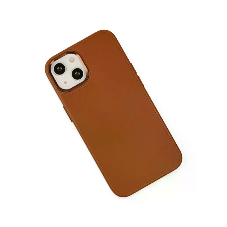 iPhone 14 Plus Kılıf Asya Deri Silikon - Kahverengi