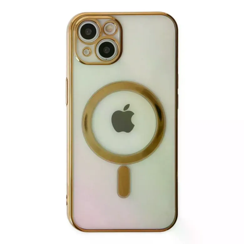 İphone 14 Plus Kılıf Magneticsafe Lazer Silikon - Gold