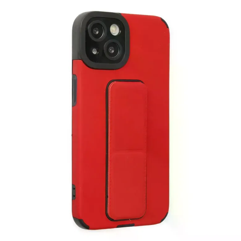 iPhone 14 Plus Kılıf Mega Standlı Silikon - Kırmızı