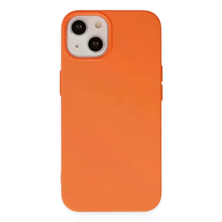 iPhone 14 Plus Kılıf Nano içi Kadife Silikon - Turuncu