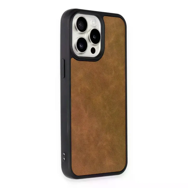 İphone 14 Pro Kılıf Aras Deri Kapak - Taba