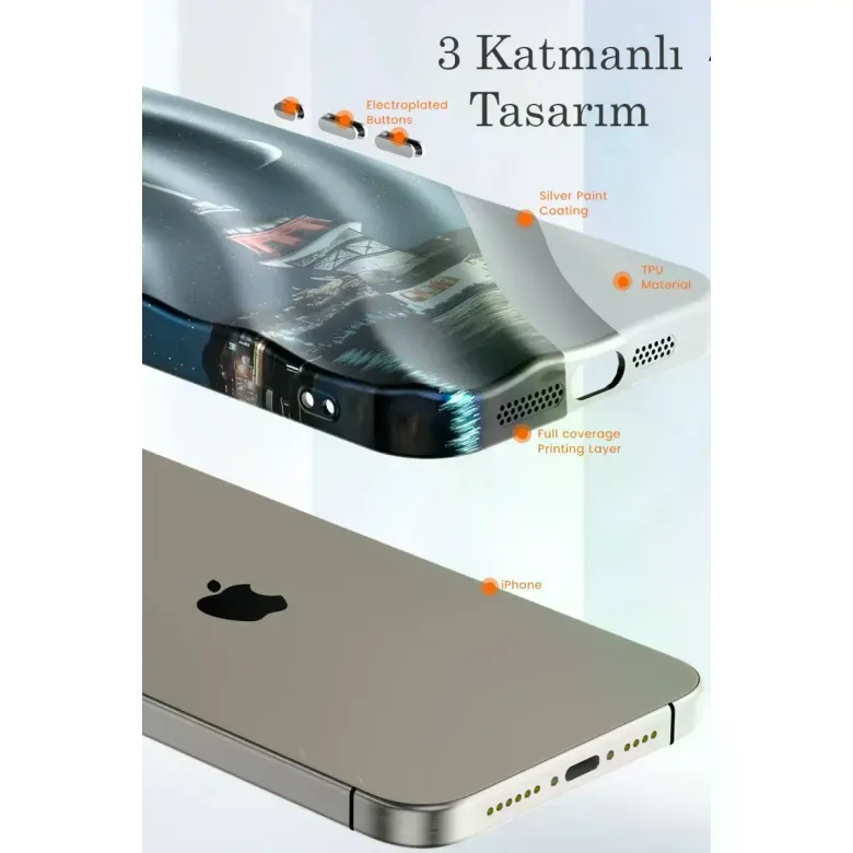 İphone 14 Pro Kılıf Crew Desenli Kapak - Çiçek