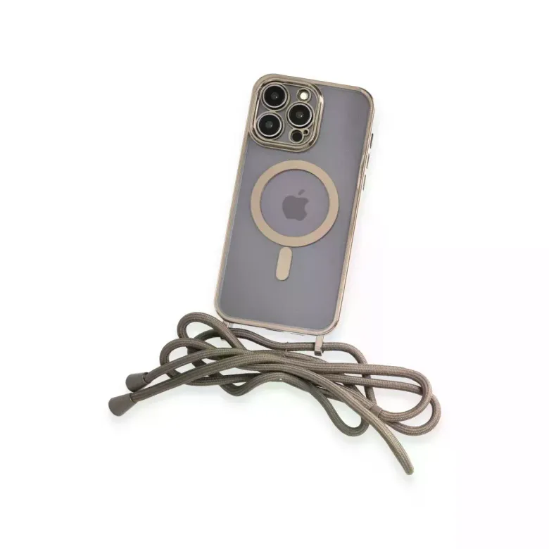 iPhone 14 Pro Kılıf Divo Lazer Askılı Magsafe Kapak - Gold