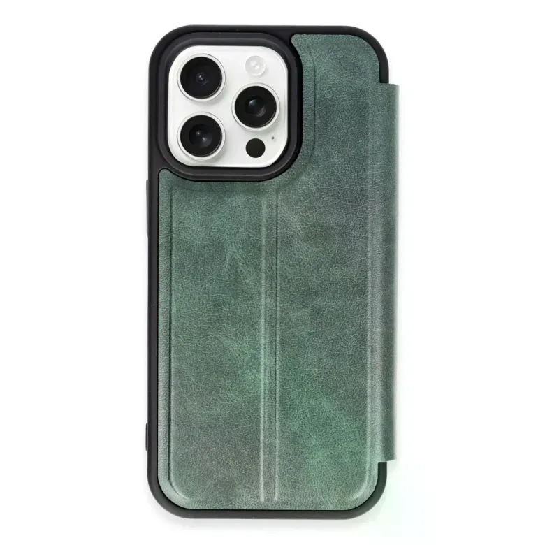 İphone 14 Pro Kılıf Flip Cover - Koyu Yeşil