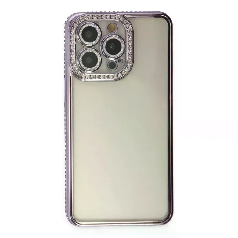 iPhone 14 Pro Kılıf Joke Taşlı Silikon - Mor