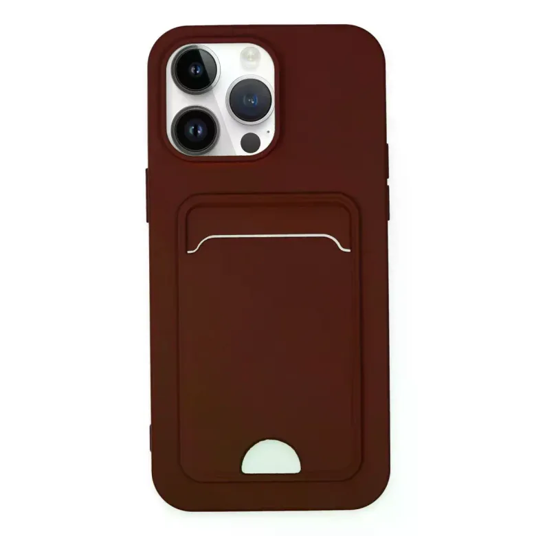 iPhone 14 Pro Kılıf Kelvin Kartvizitli Silikon - Bordo