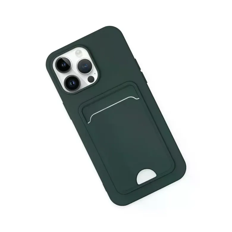 iPhone 14 Pro Kılıf Kelvin Kartvizitli Silikon - Koyu Yeşil
