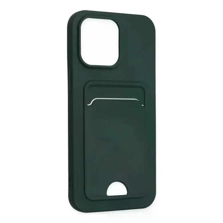 iPhone 14 Pro Kılıf Kelvin Kartvizitli Silikon - Koyu Yeşil
