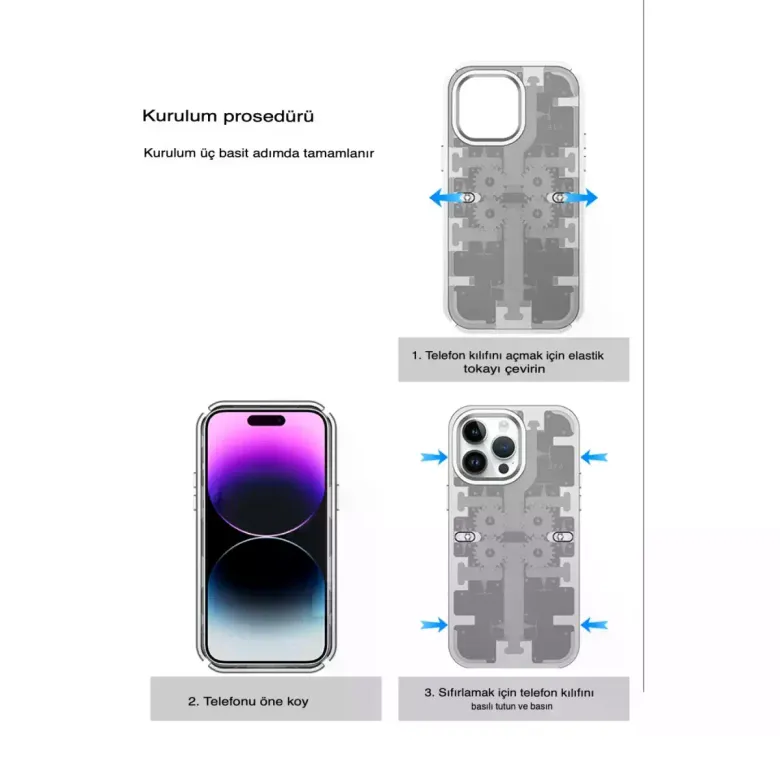 iPhone 14 Pro Kılıf Mekanik Bumper Kapak - Gümüş