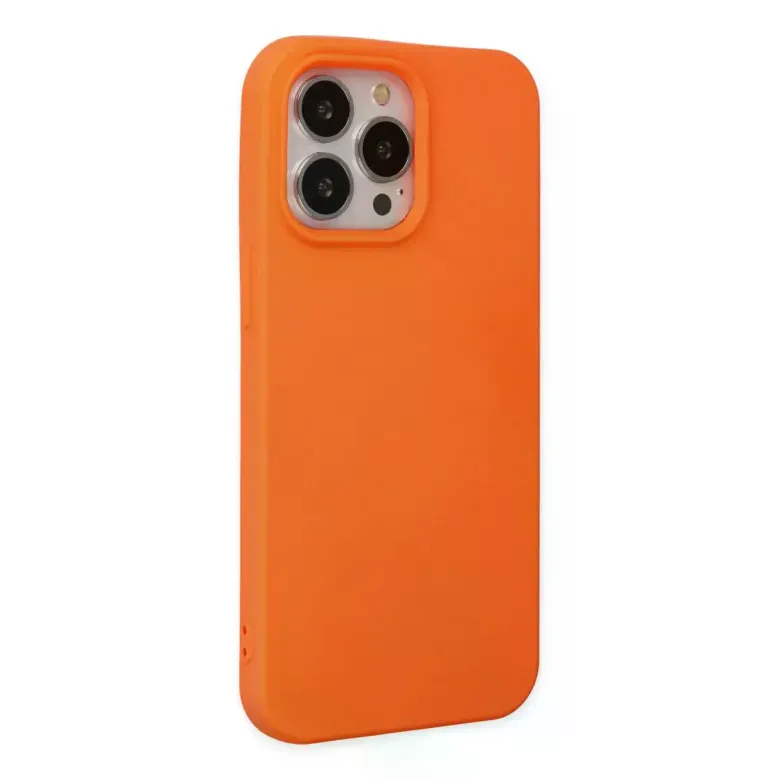 iPhone 14 Pro Kılıf Nano içi Kadife Silikon - Turuncu