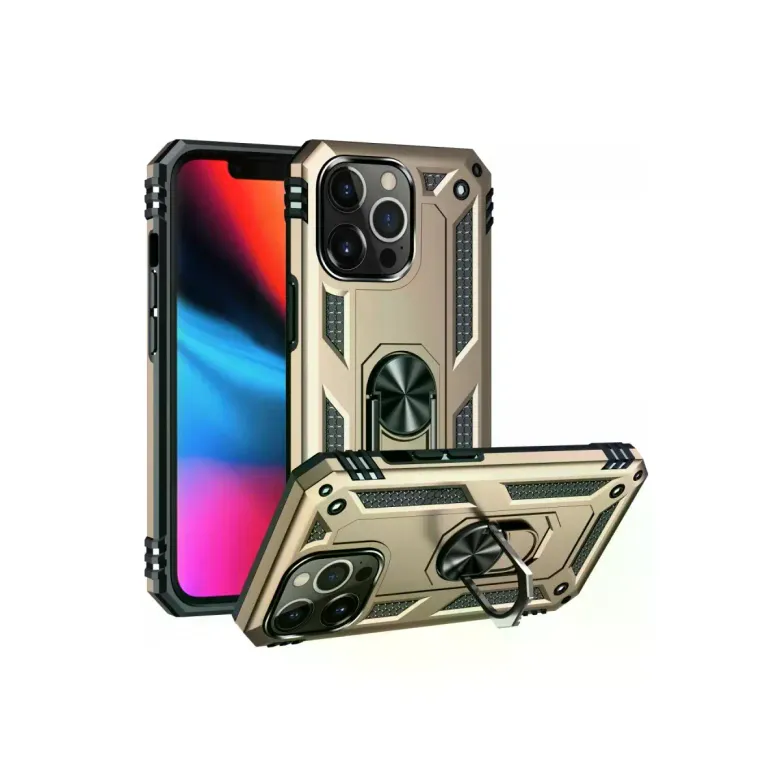 iPhone 14 Pro Kılıf Sofya Yüzüklü Silikon Kapak - Gold