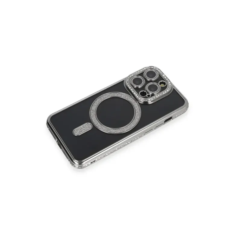 İphone 14 Pro Max Kılıf Joke Simli Magneticsafe Kılıf - Gri