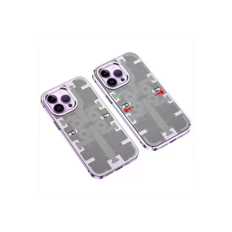 iPhone 14 Pro Max Kılıf Mekanik Bumper Kapak - Derin Mor