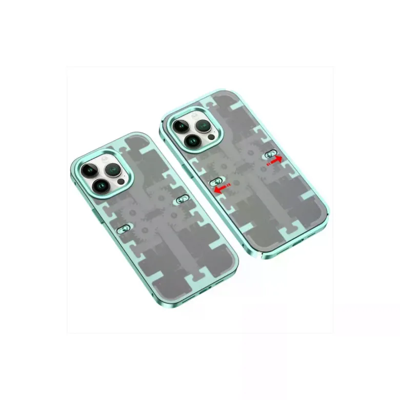 iPhone 14 Pro Max Kılıf Mekanik Bumper Kapak - Yeşil