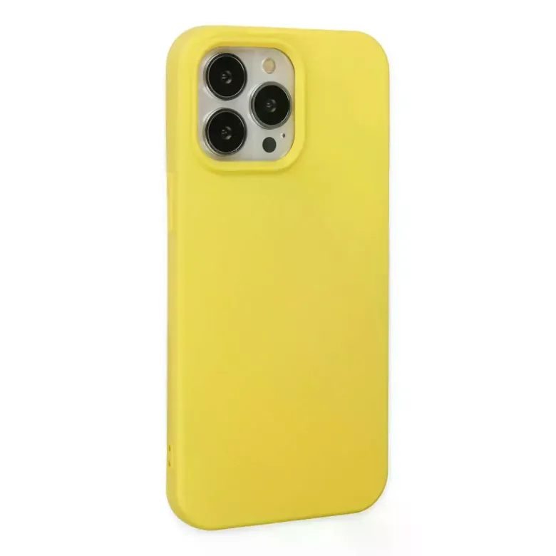 iPhone 14 Pro Max Kılıf Nano içi Kadife Silikon - Sarı